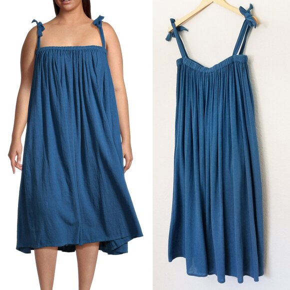 NEW World Market Teal Blue Textured Cotton Ruffle Convertible Skirt Dress OS $40 - Picture 5 of 15